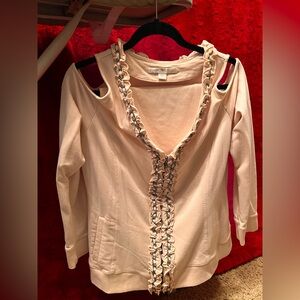 Boston Proper Cream Ruffle Hoodie and matching pants